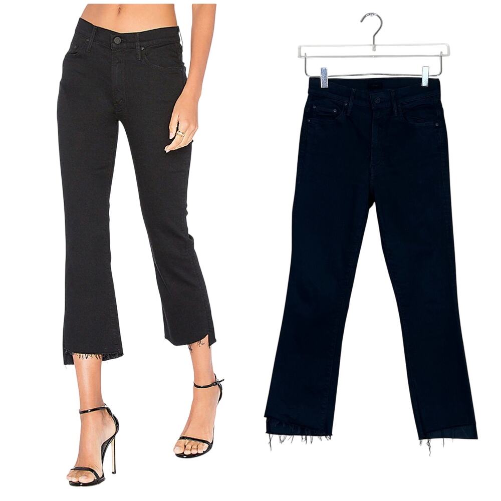 MOTHER | Insider Step Ankle Fray Not Guilty Black Designer Denim Jeans 26